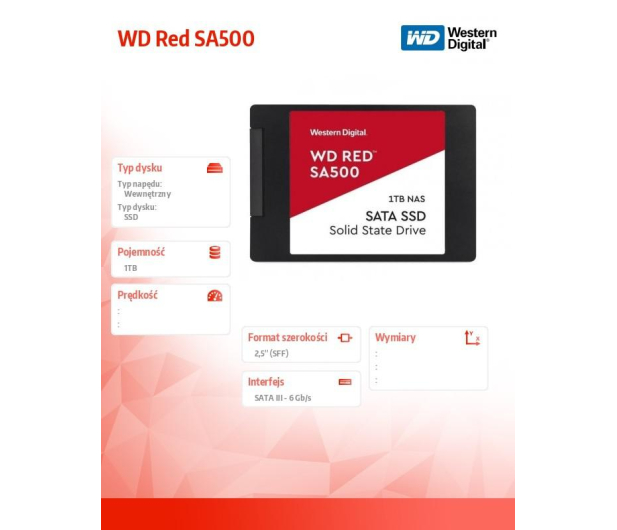 Sandisk 1TB 2,5" SATA SSD Red SA500 - 525236 - zdjęcie 2